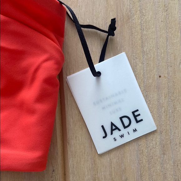 Jade Swim One-Shoulder Halo Bikini Top – “Glow” (Neon Coral-Red) NWT - Picture 2 of 7